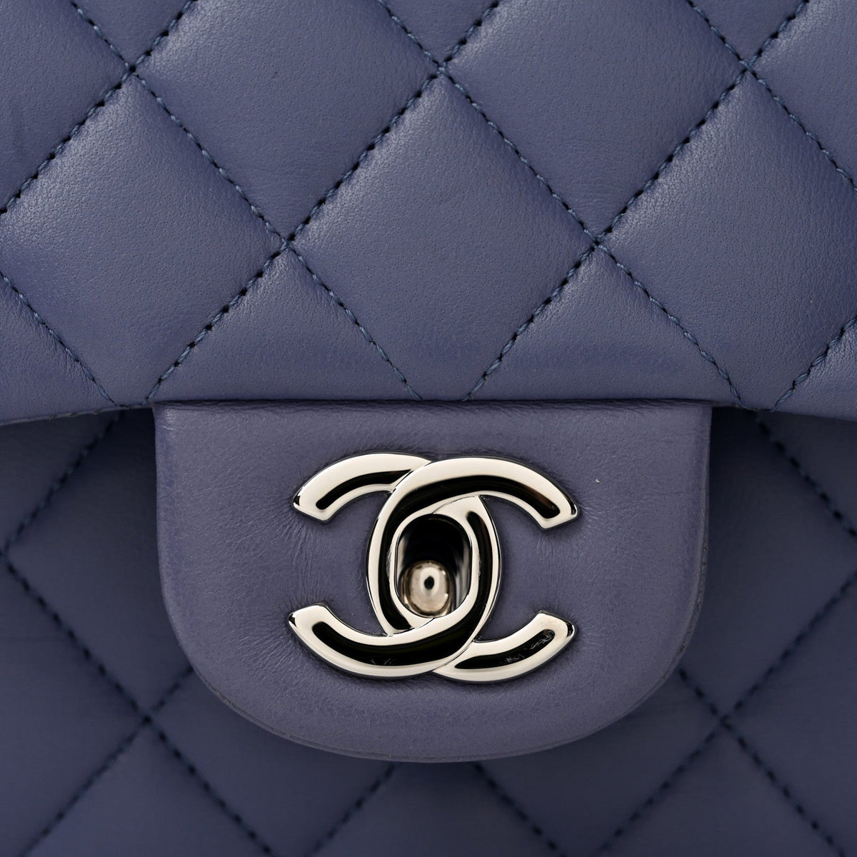 Lambskin Quilted Medium Double Flap Light Purple