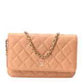Caviar Quilted Wallet on Chain WOC Dark Beige