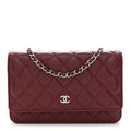 Lambskin Quilted Wallet On Chain WOC Burgundy