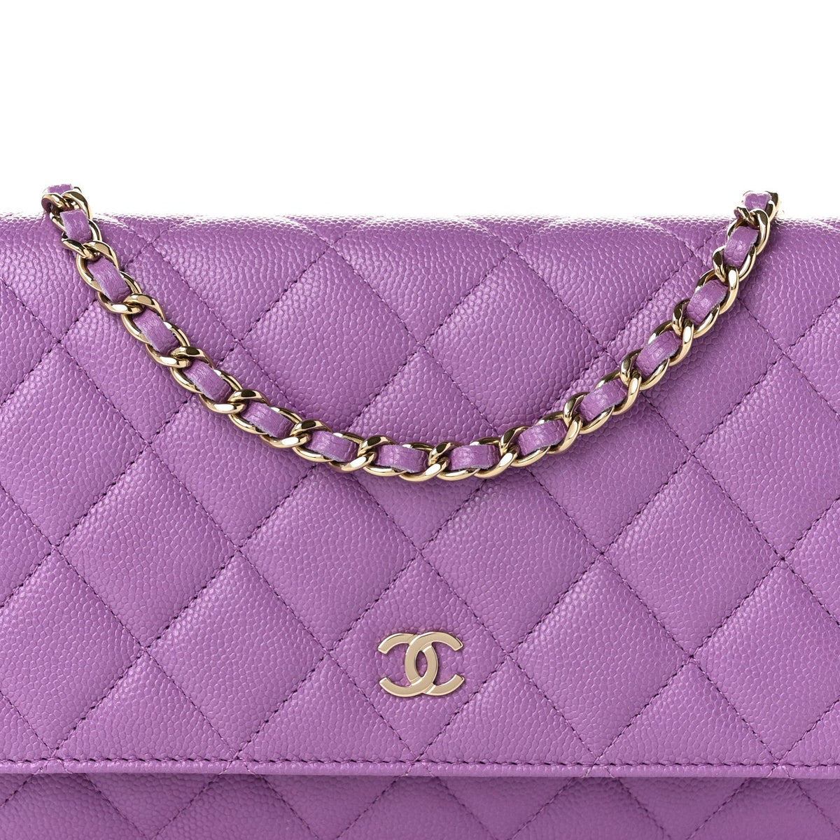 Caviar Quilted Wallet on Chain WOC Purple