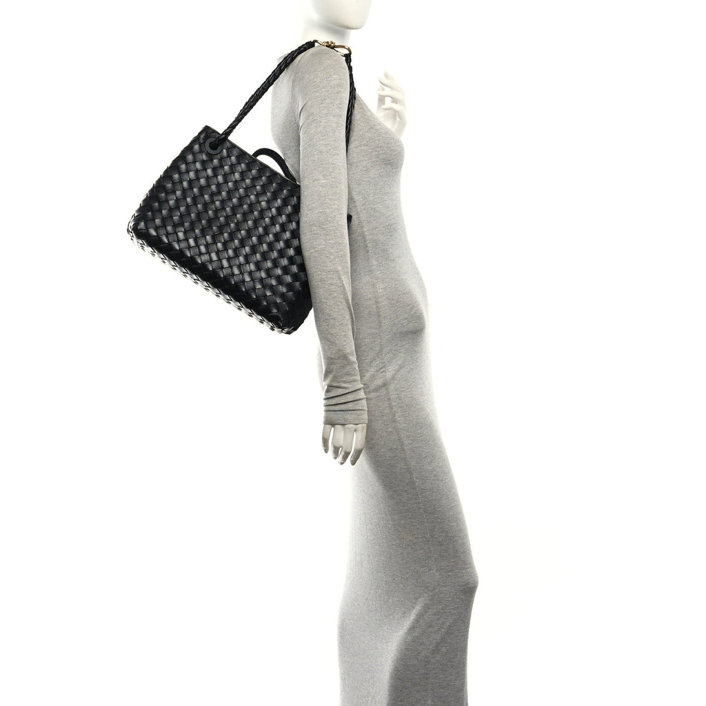 Nappa Intrecciato Medium Andiamo Shoulder Bag Black