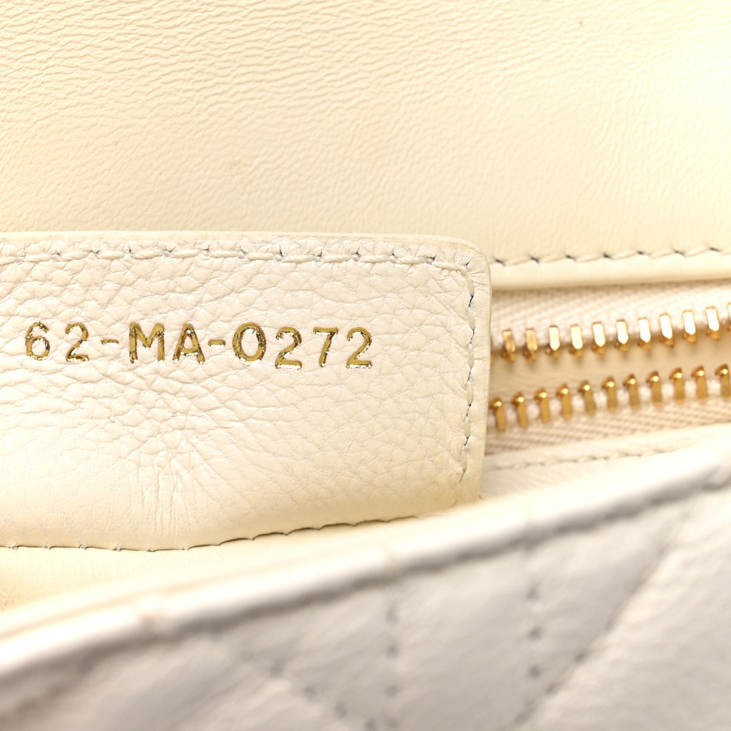 Grained Calfskin Cannage Small Caro Bag White