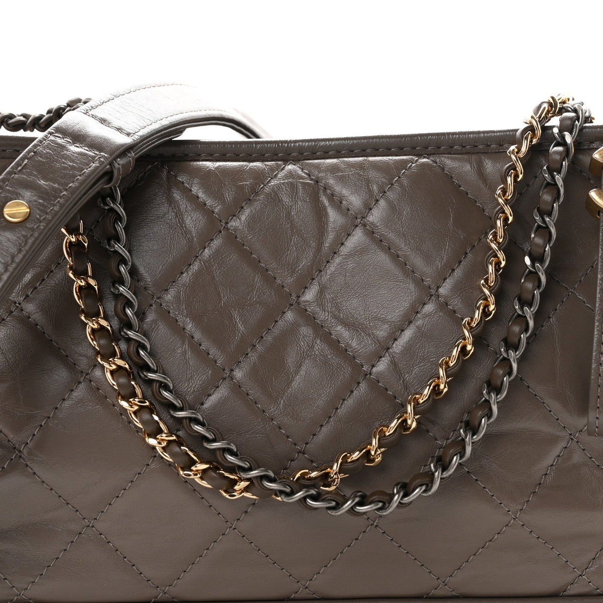 Aged Calfskin Quilted Medium Gabrielle Hobo Grey