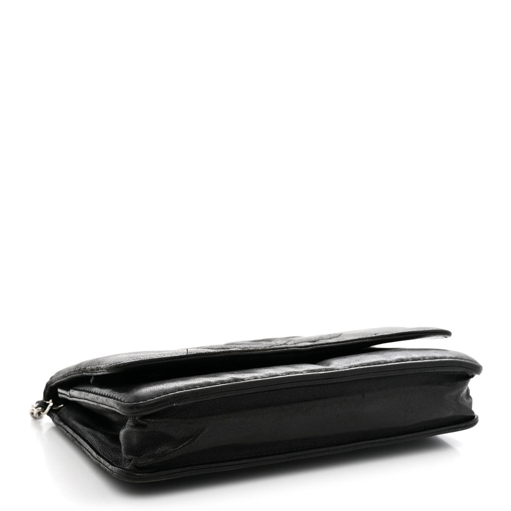 Lambskin Timeless CC Wallet On Chain WOC Black