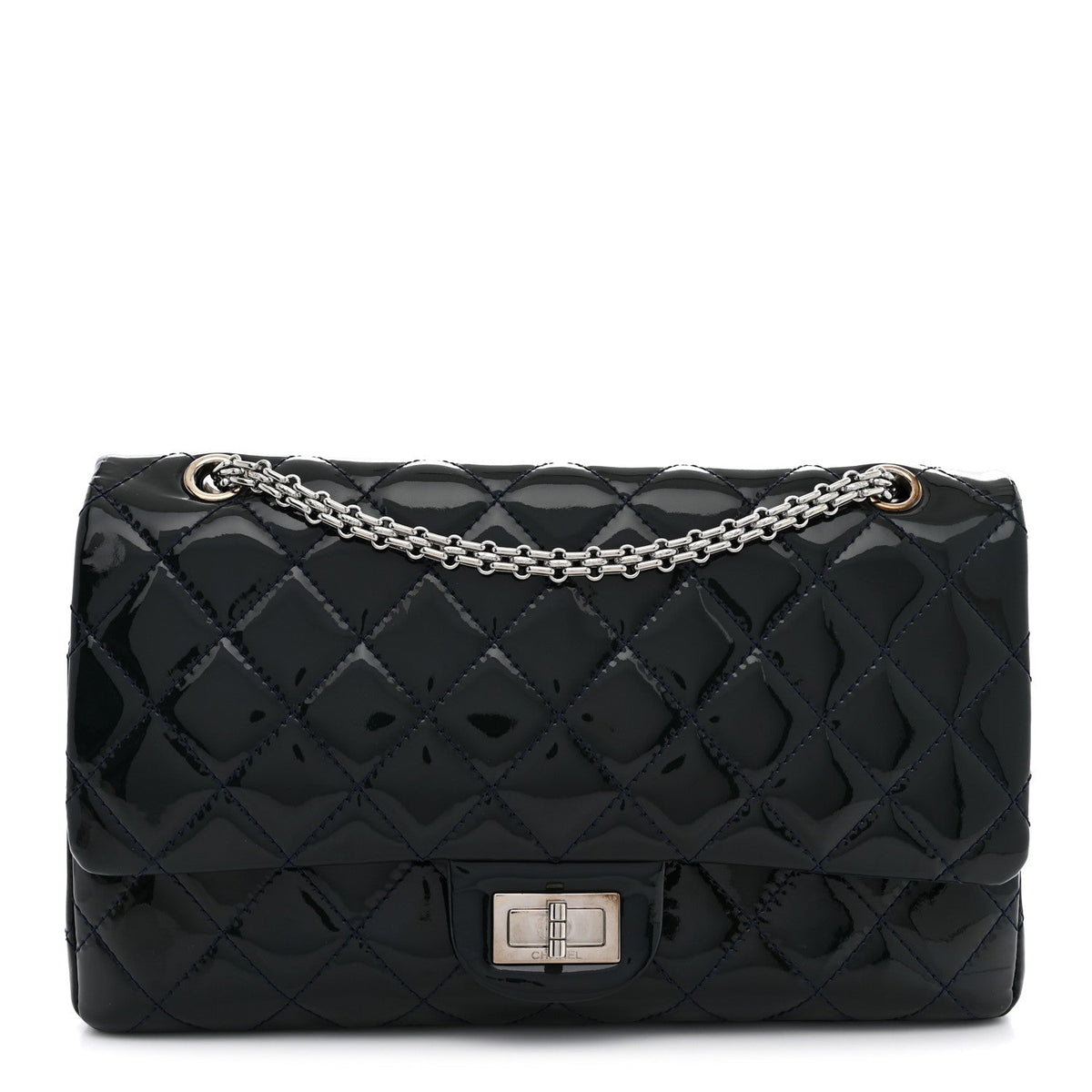 Patent Quilted 2.55 Reissue 227 Flap Dark Blue