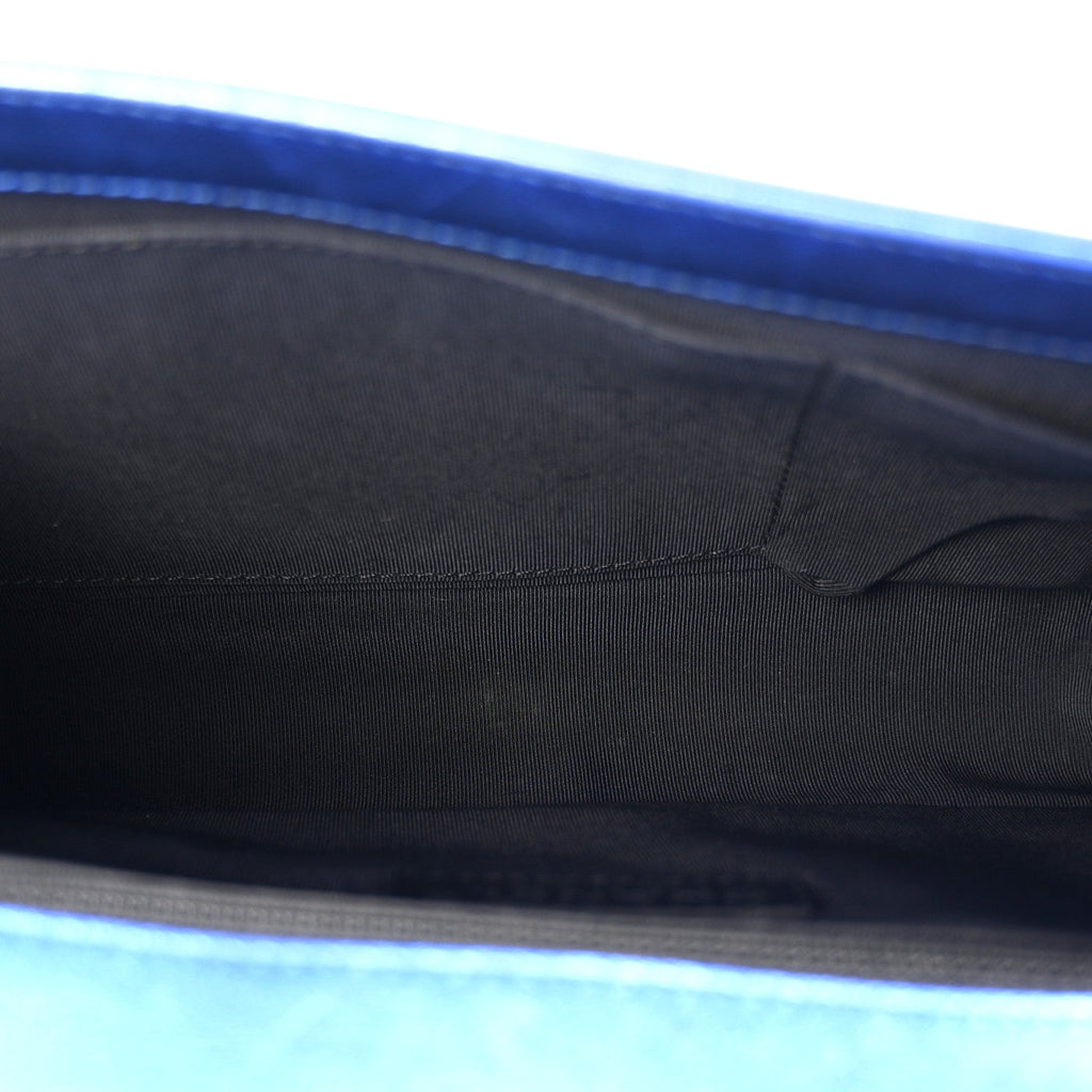 Metallic Patent Quilted New Medium Boy Flap Blue