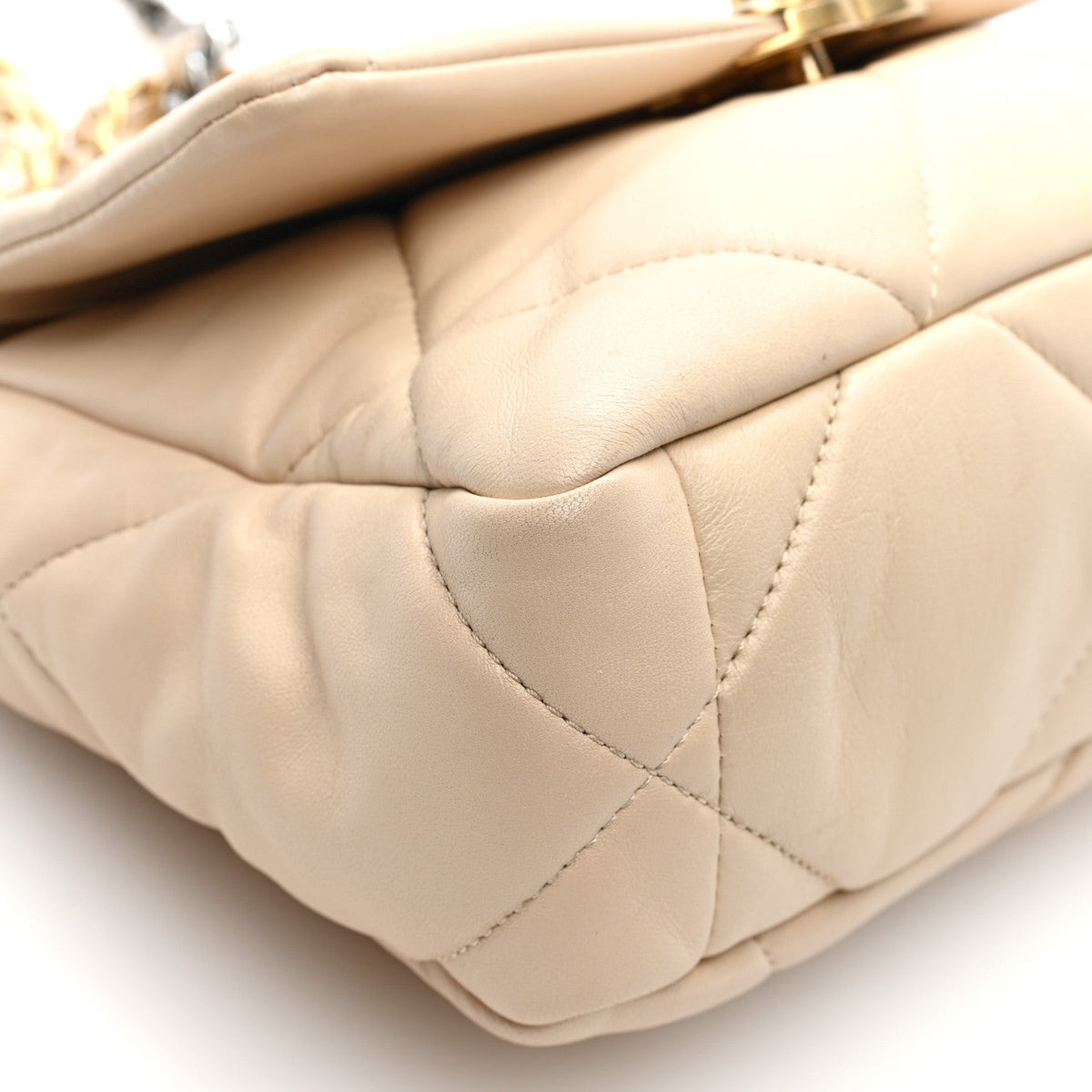 Lambskin Quilted Medium Chanel 19 Flap Light Beige