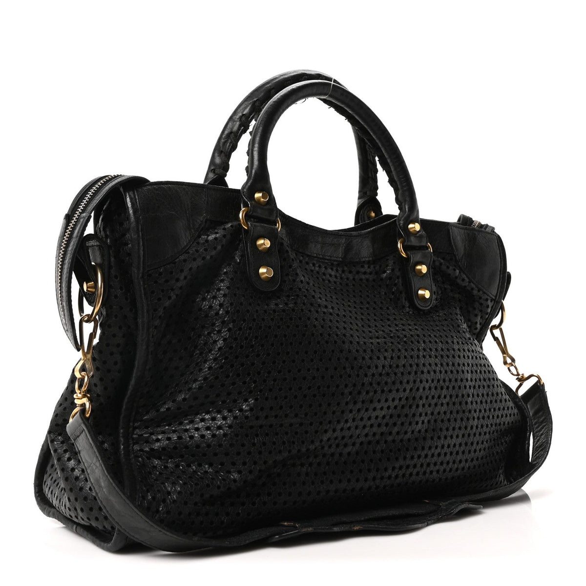 Agneau Laser Cut Cross Classic Gold Hardware City Black