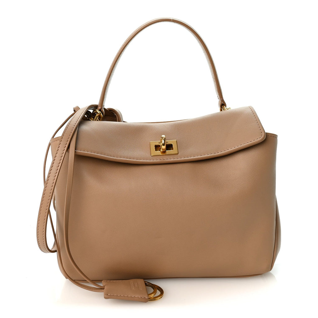Natural Smooth Calfskin Mini Rodeo Top Handle Handbag Latte