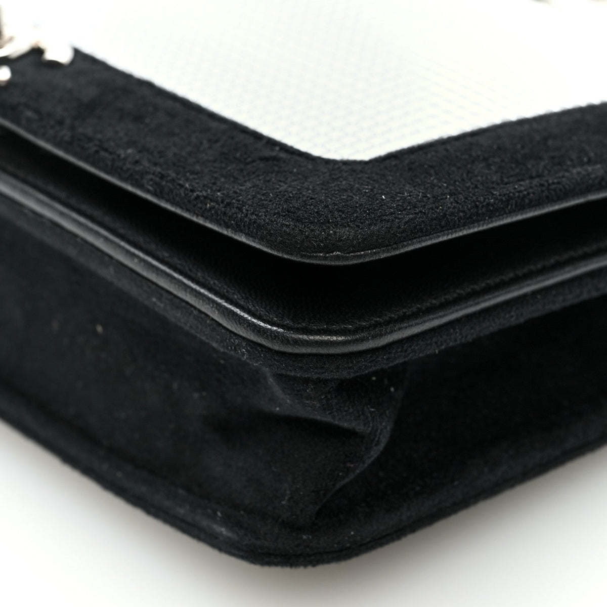 Velvet Mirror Embellished Boy Wallet On Chain WOC Argent