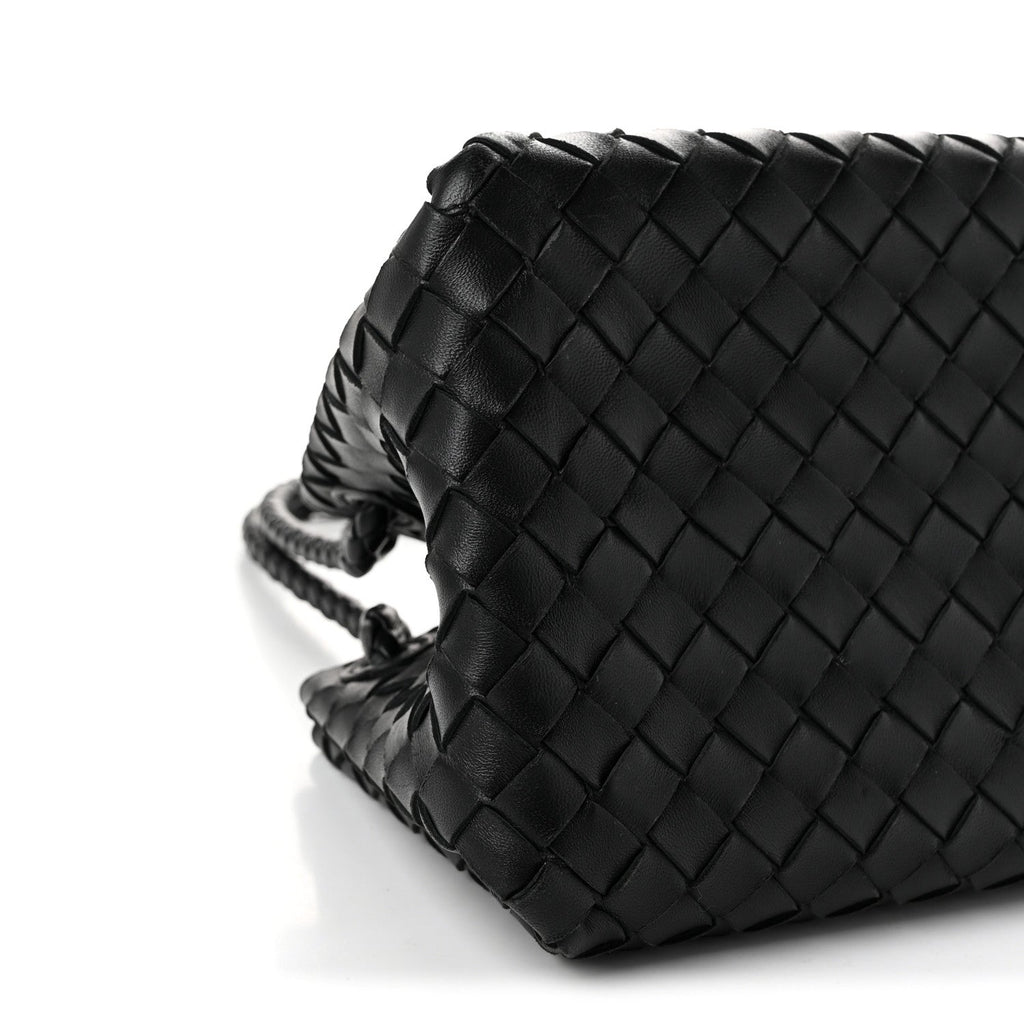Nappa Intrecciato Small Parachute Shoulder Bag Black