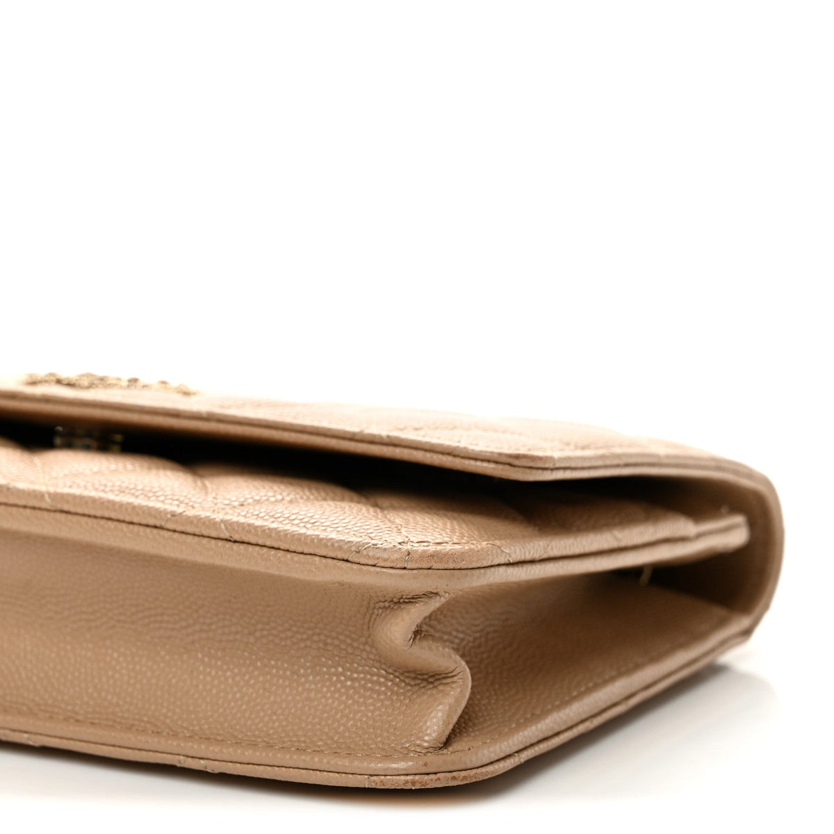 Caviar Quilted Crystal CC Wallet On Chain WOC Beige
