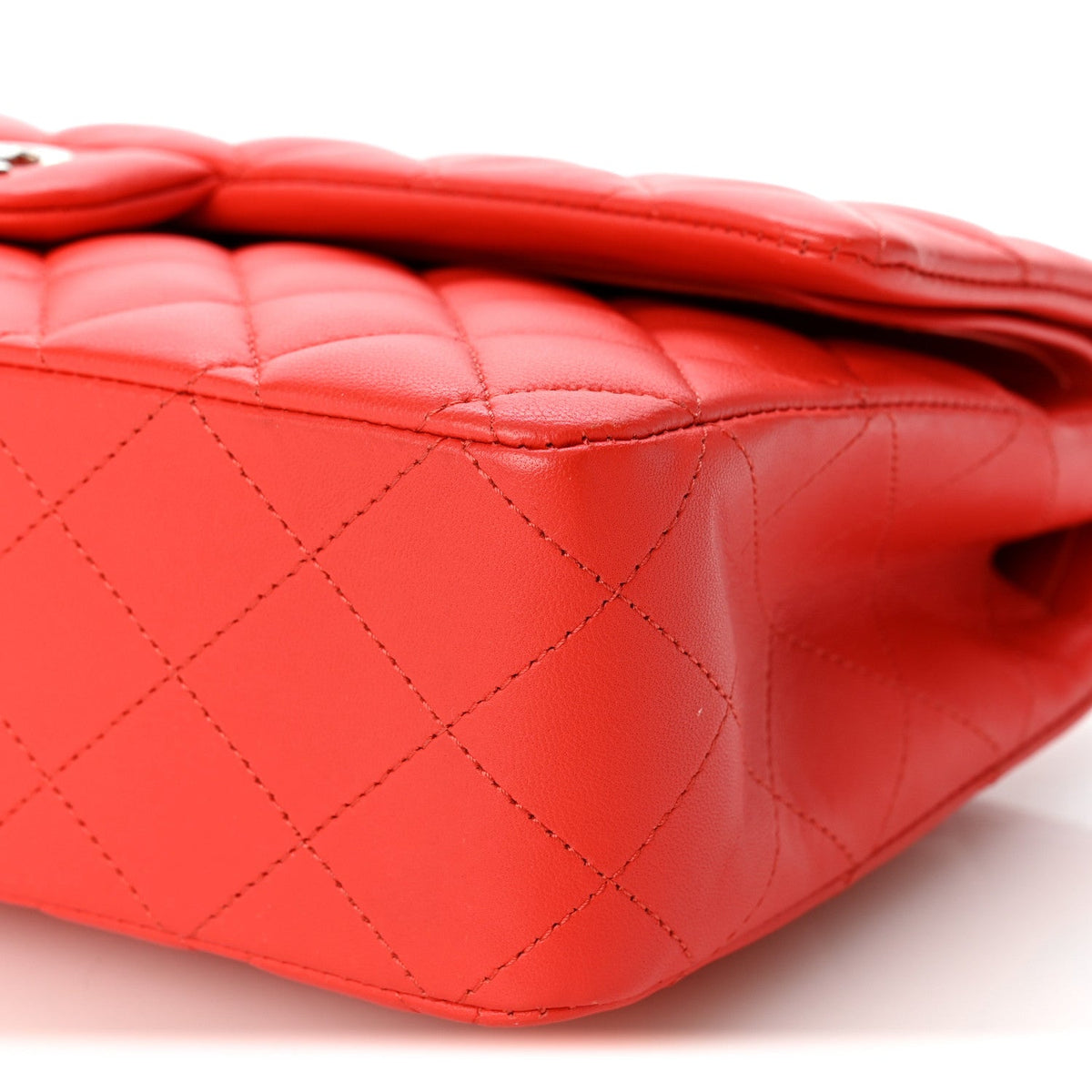 Lambskin Quilted Medium Double Flap Red