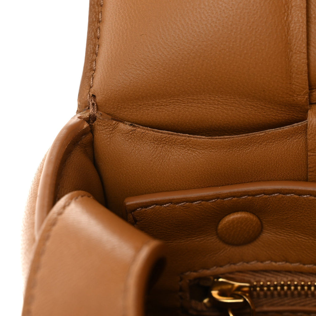 Nappa Maxi Intreccio Padded Cassette Crossbody Bag Caramel