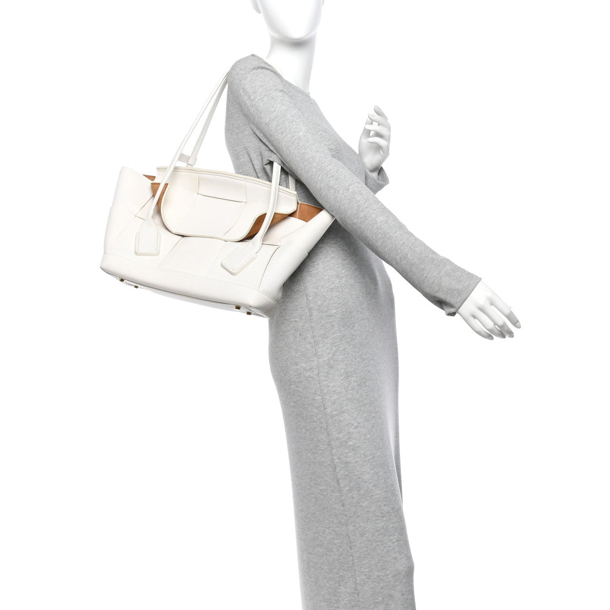 French Calfskin Maxi Intrecciato Medium Arco Bianco