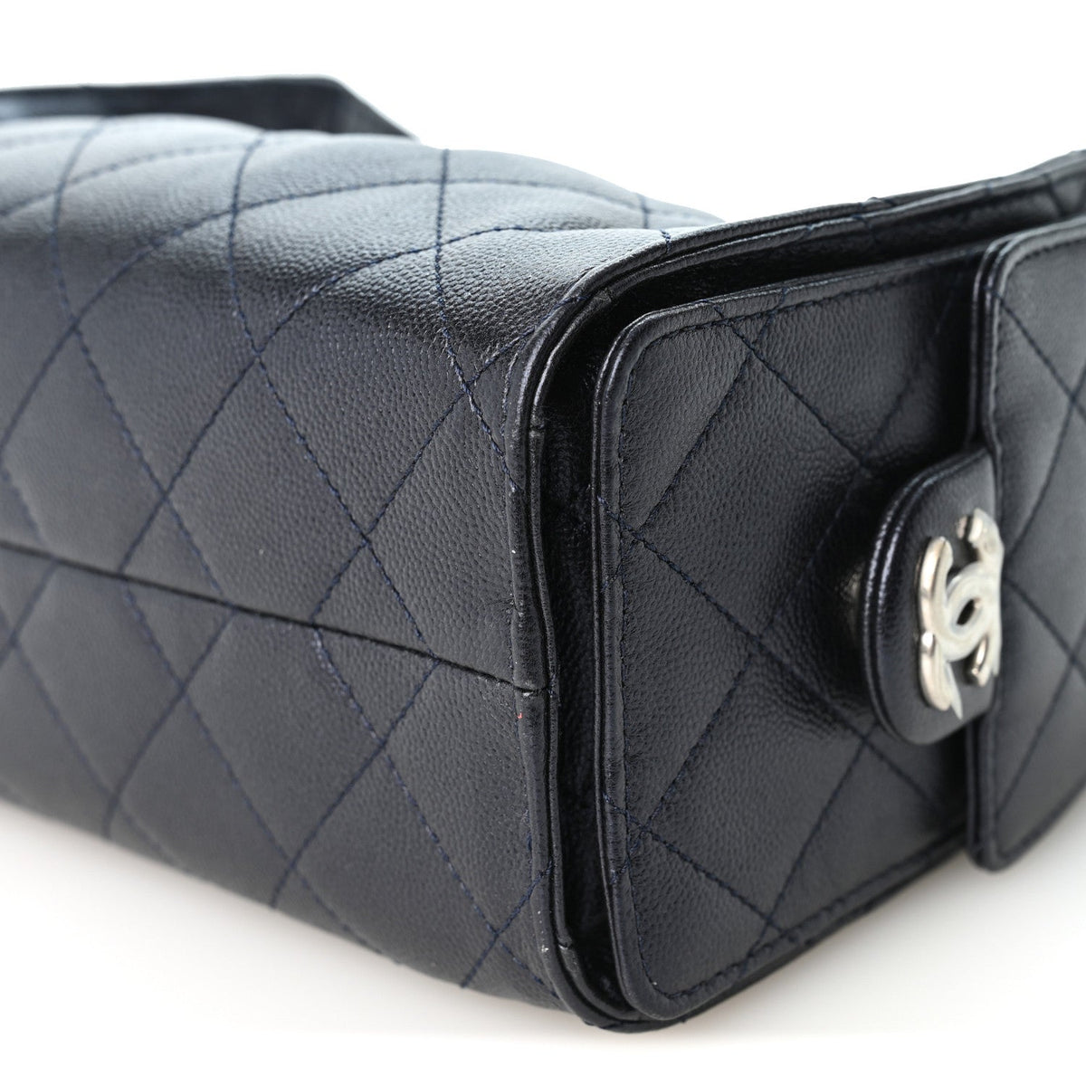 Metallic Caviar Quilted Mini Chanel 25 Handbag Dark Blue