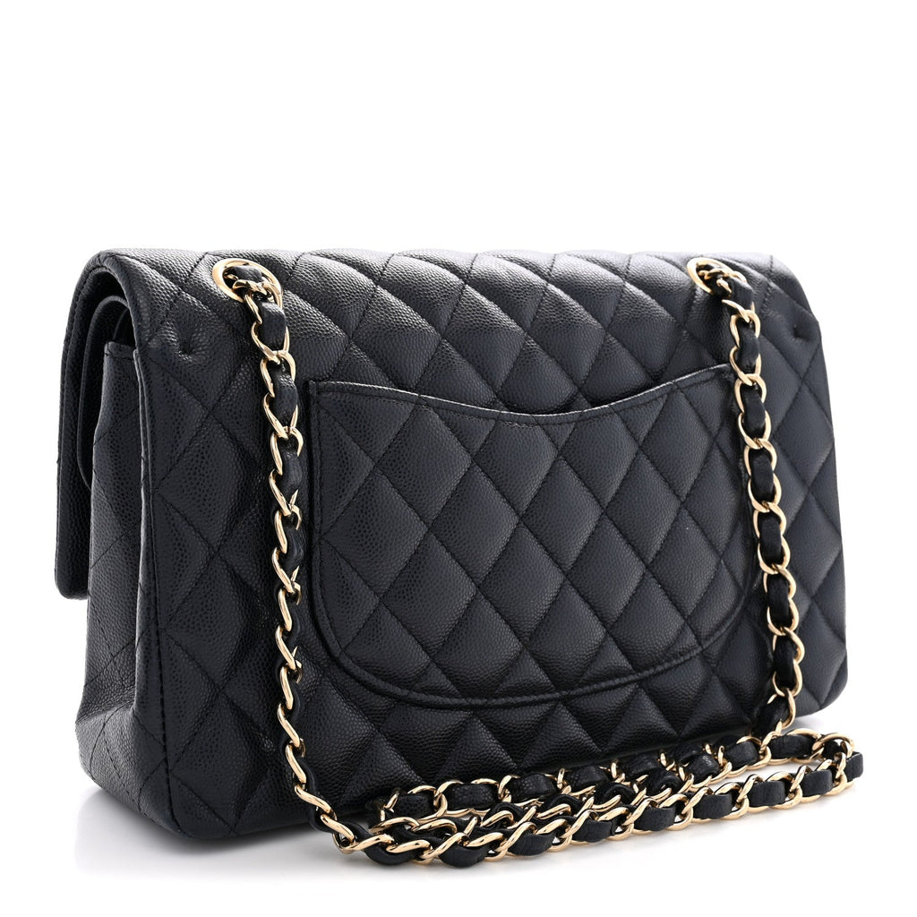 Caviar Quilted Medium Double Flap Navy