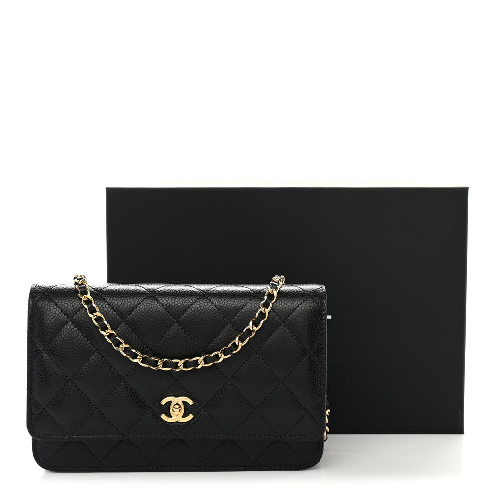 Caviar Quilted CC Turnlock Wallet On Chain WOC Black