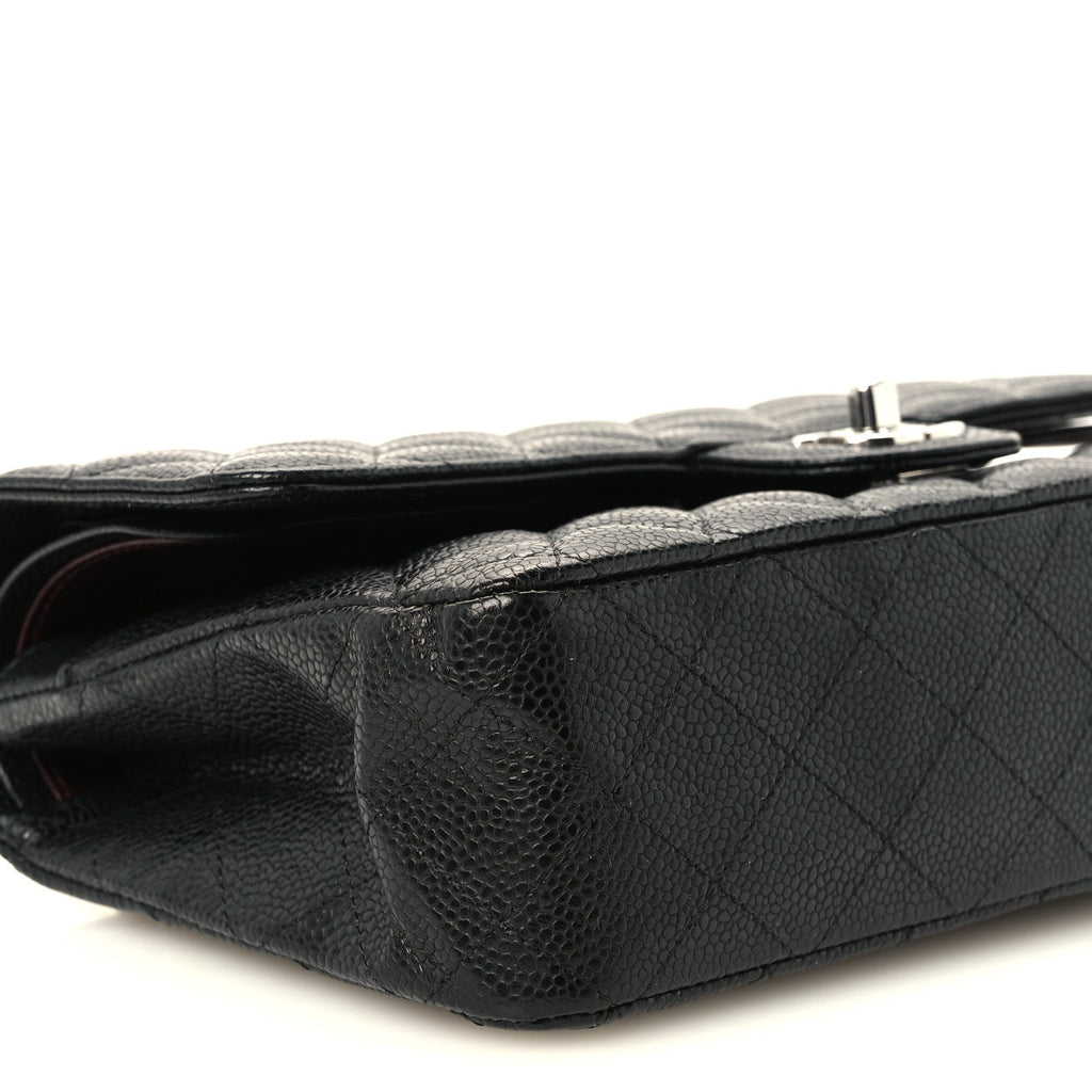 Caviar Quilted Medium Double Flap Black