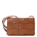 Lambskin Maxi Intrecciato Cassette Crossbody Bag Caramel