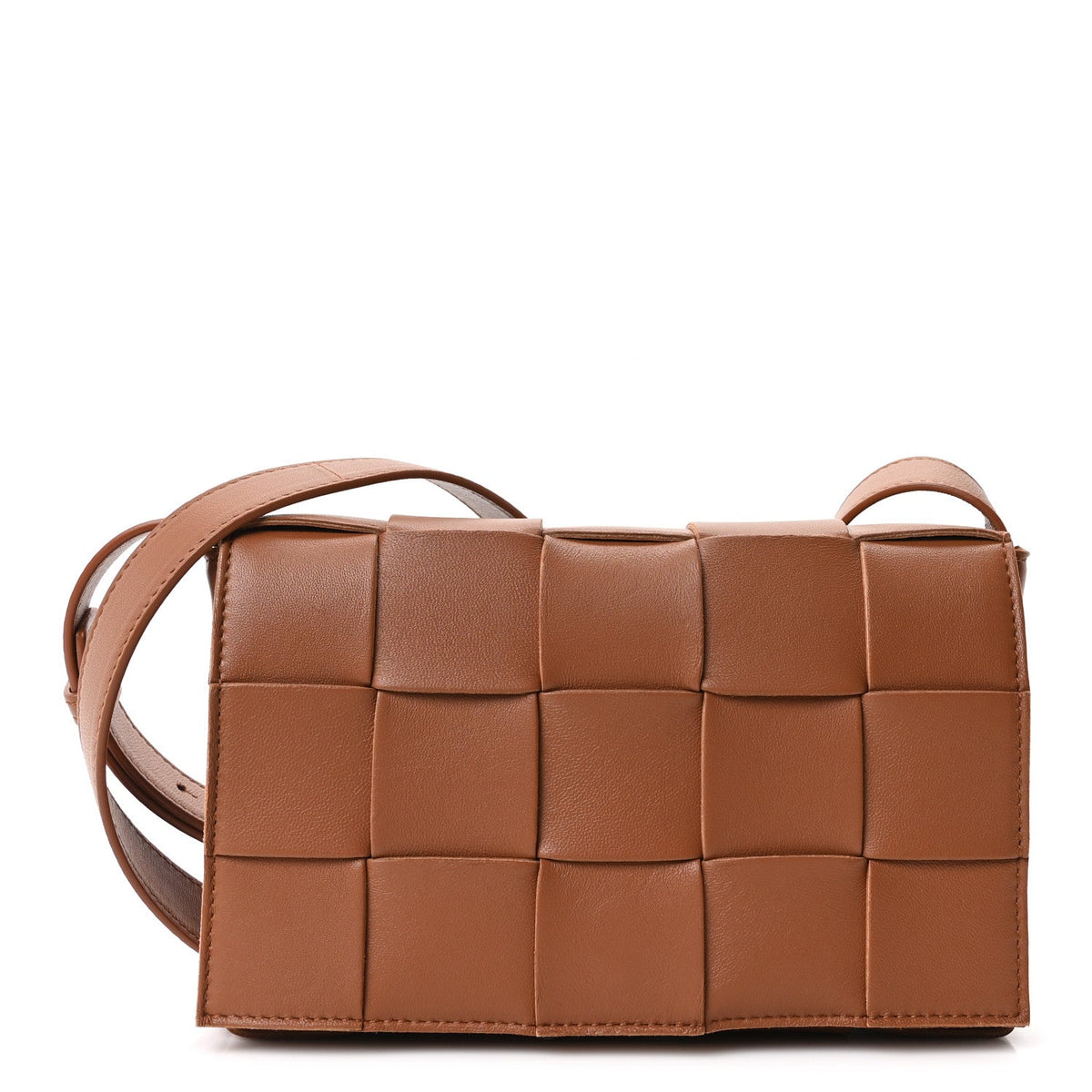 Lambskin Maxi Intrecciato Cassette Crossbody Bag Caramel