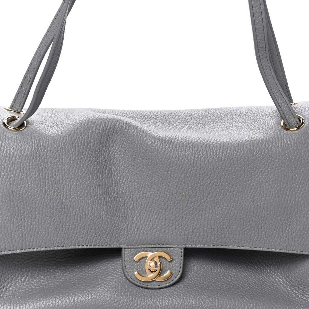 Grained Calfskin Small Souplissimo Maxi Flap Grey