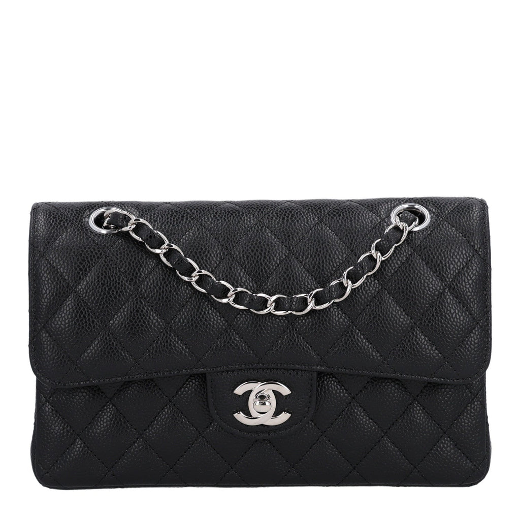 Caviar Quilted Small Double Flap Black