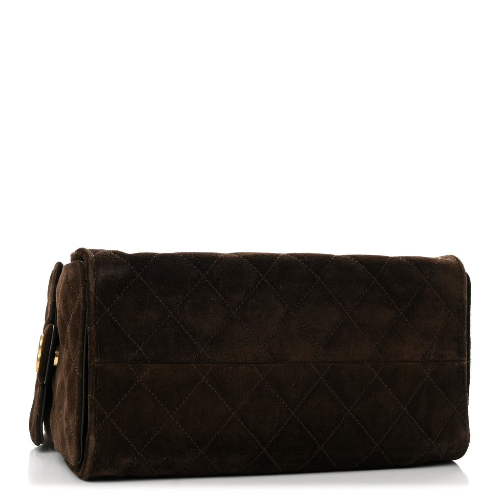 Suede Quilted Small Chanel 25 Handbag Dark Brown