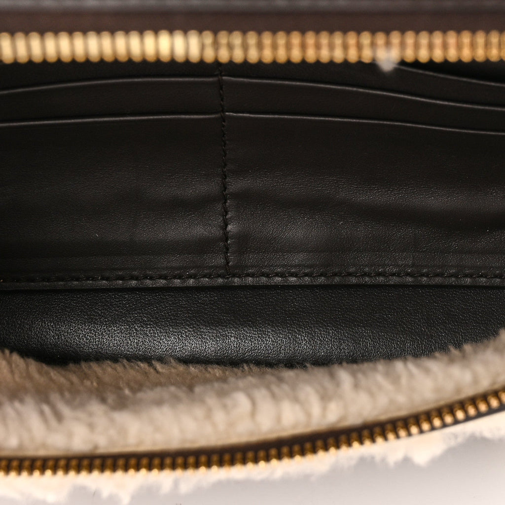 Calfskin Shearling Bang Bang Vanity Case Light Brown Teddy