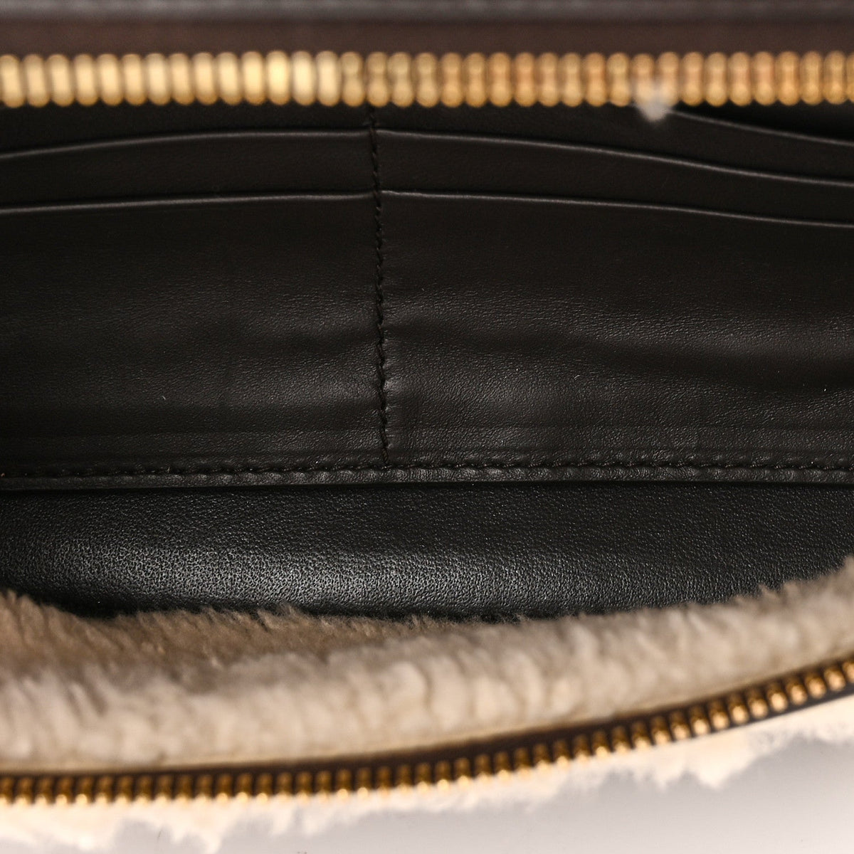 Calfskin Shearling Bang Bang Vanity Case Light Brown Teddy