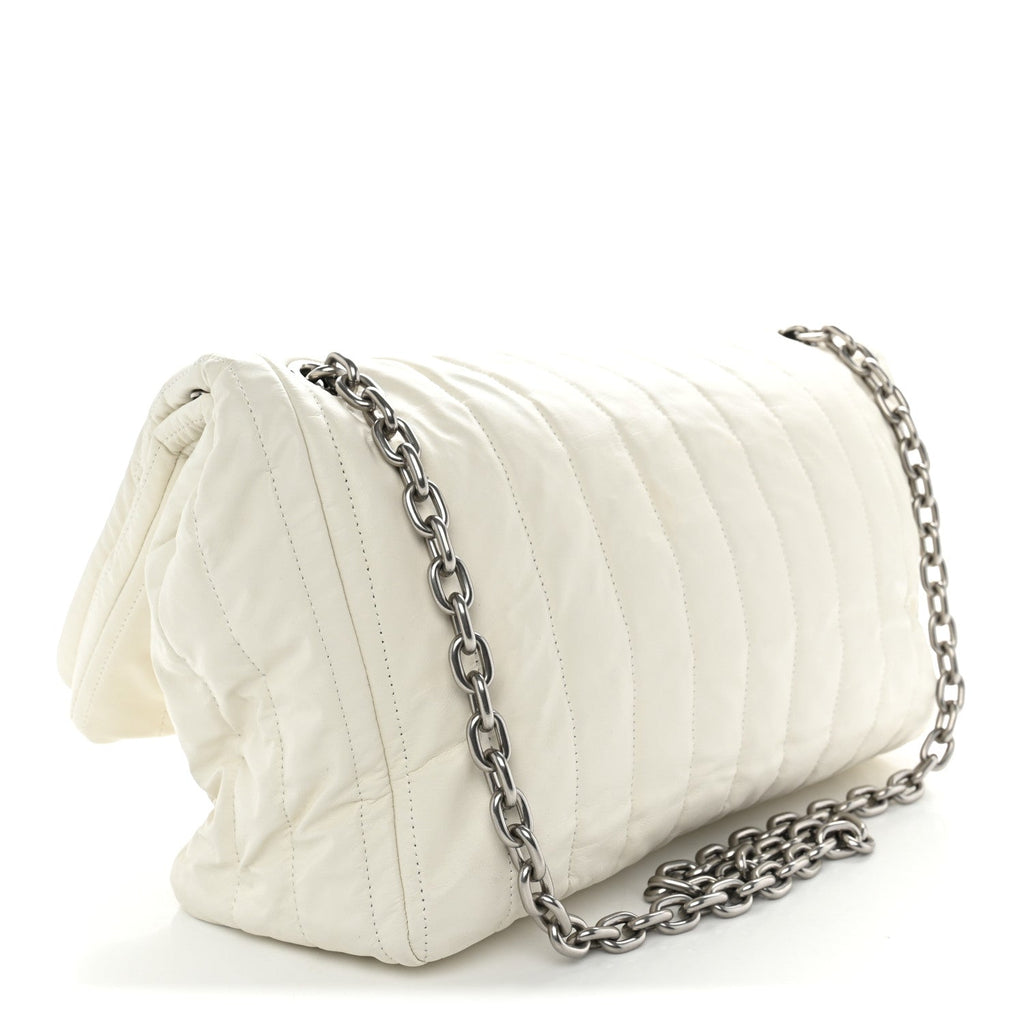 Arena Calfskin Nylon Medium Monaco Chain Shoulder Bag Optic White