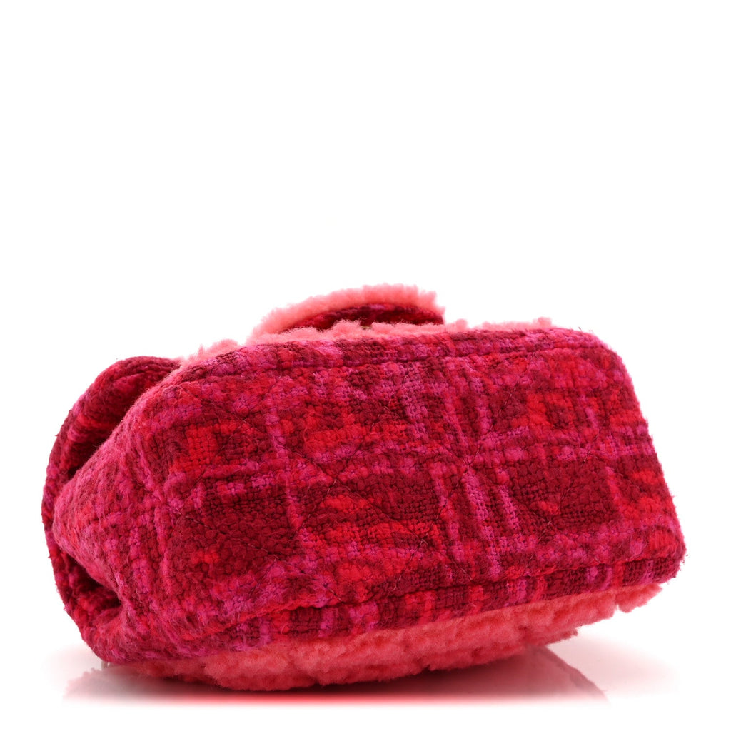 Shearling Tweed Quilted Mini Square Flap Bag Pink