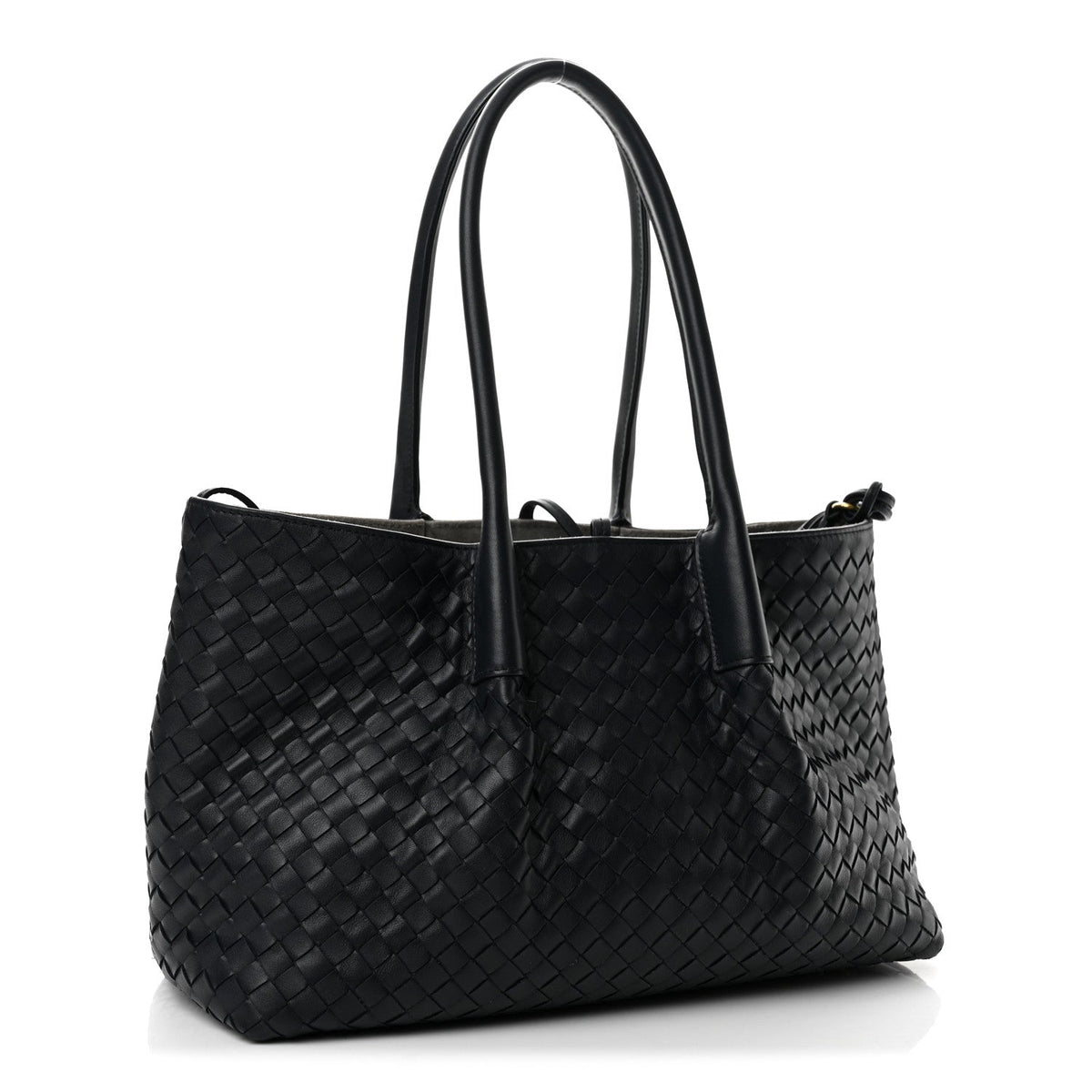 Calfskin Intrecciato Pinacoteca Reversible Tote Midnight Basalt