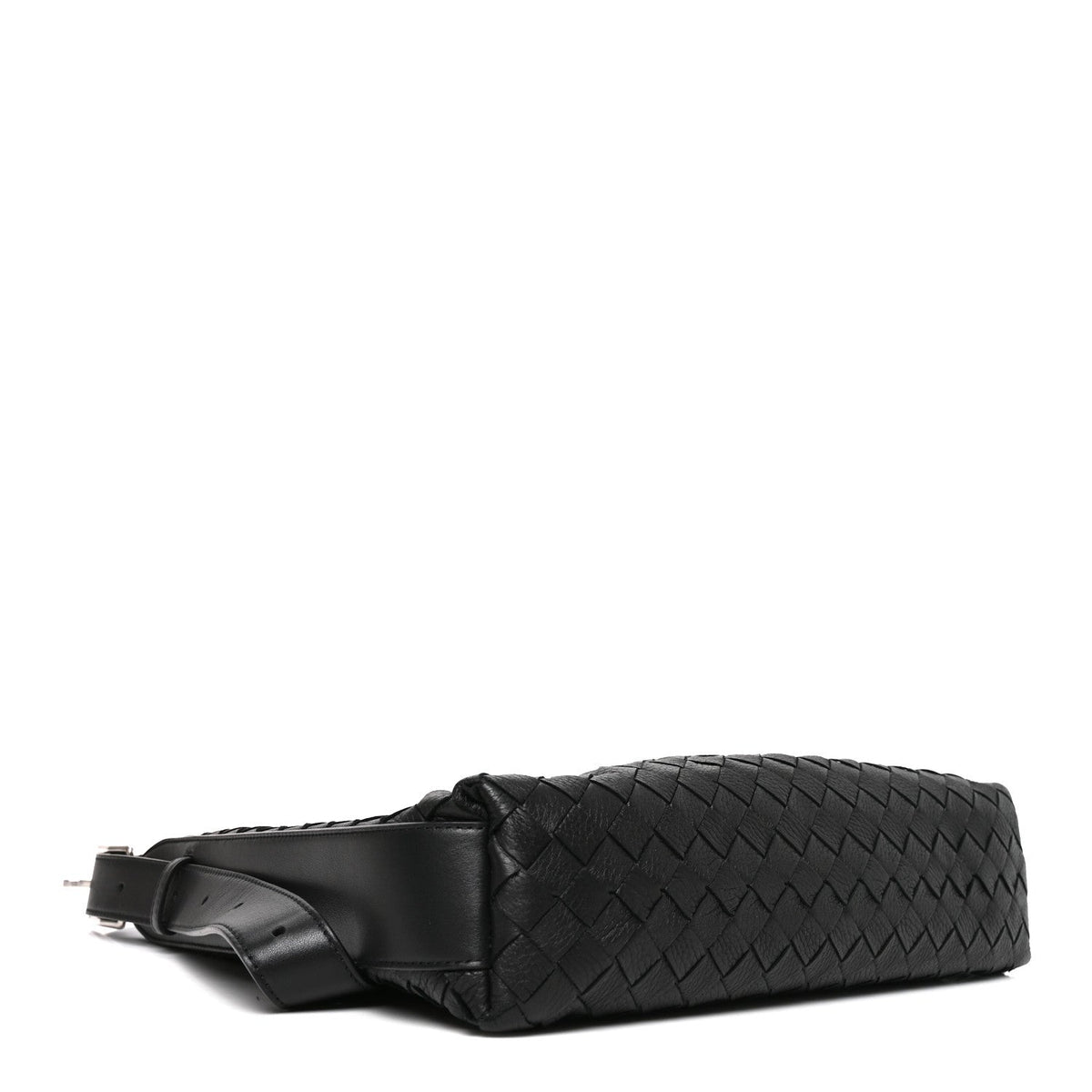 Deerskin Intrecciato Small Traveler Hobo Black