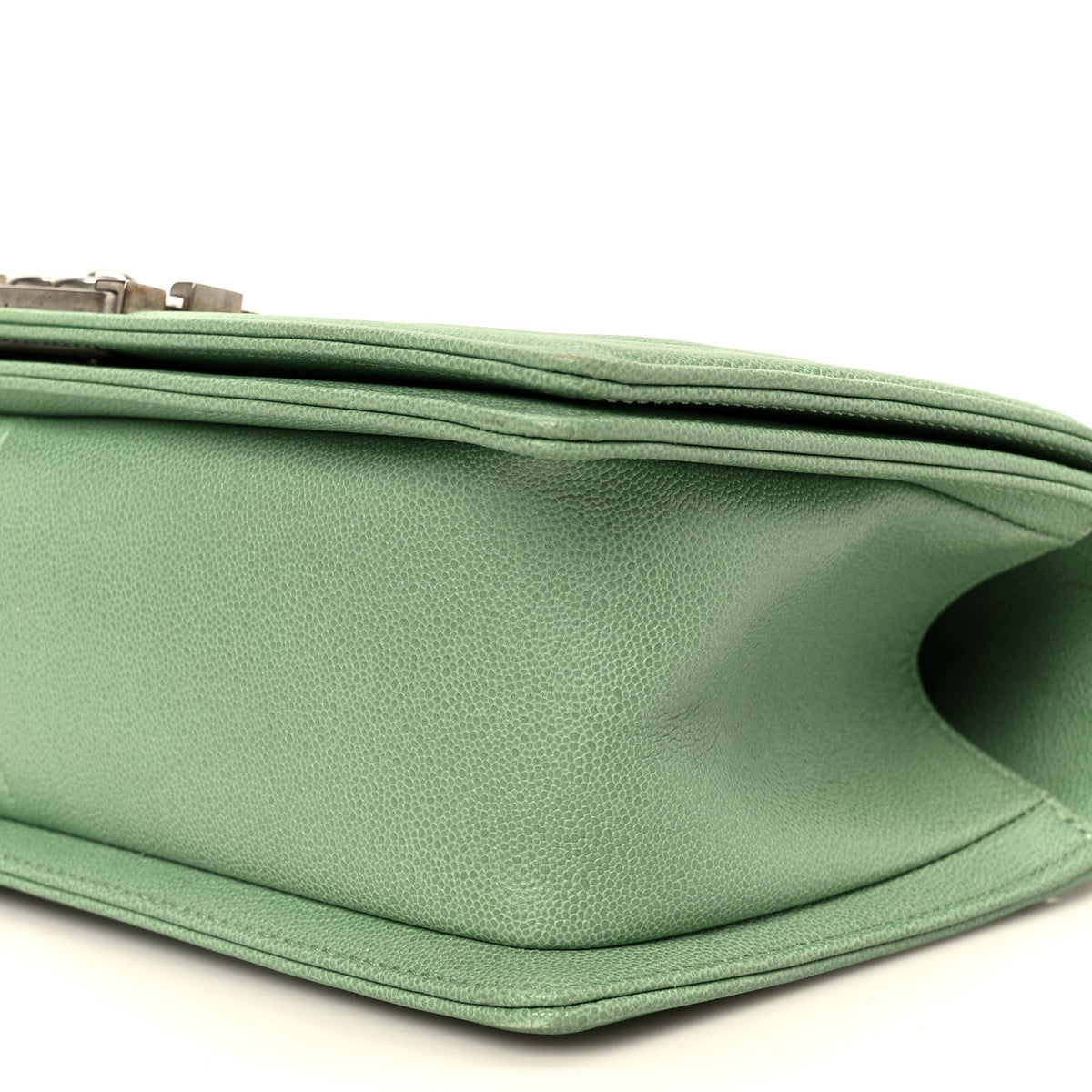 Caviar Quilted Medium Boy Flap Light Green