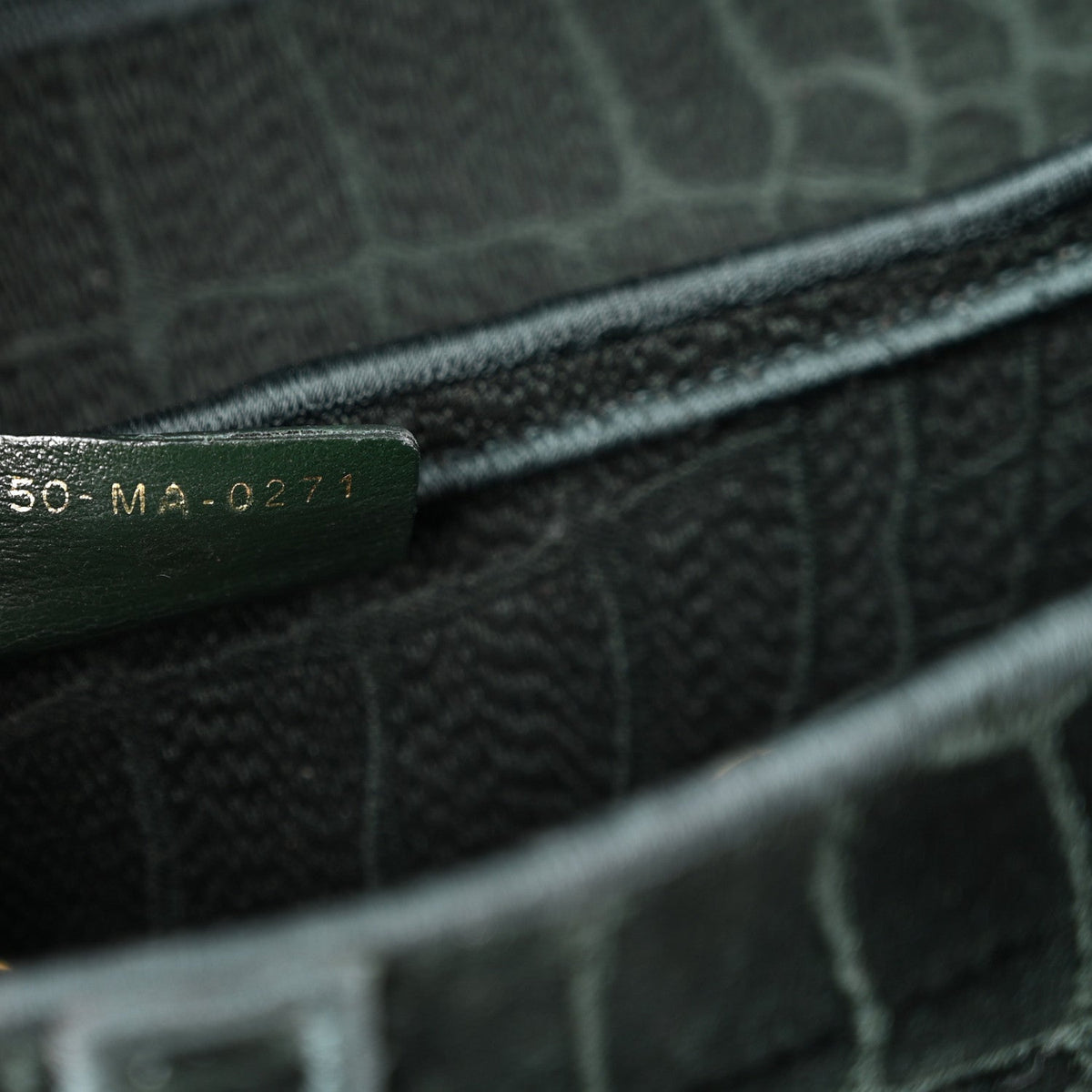 Velvet Crocodile Effect Saddle Bag Green