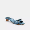 Coach Outlet Bow Kitten Heel Sandal In Signature Denim