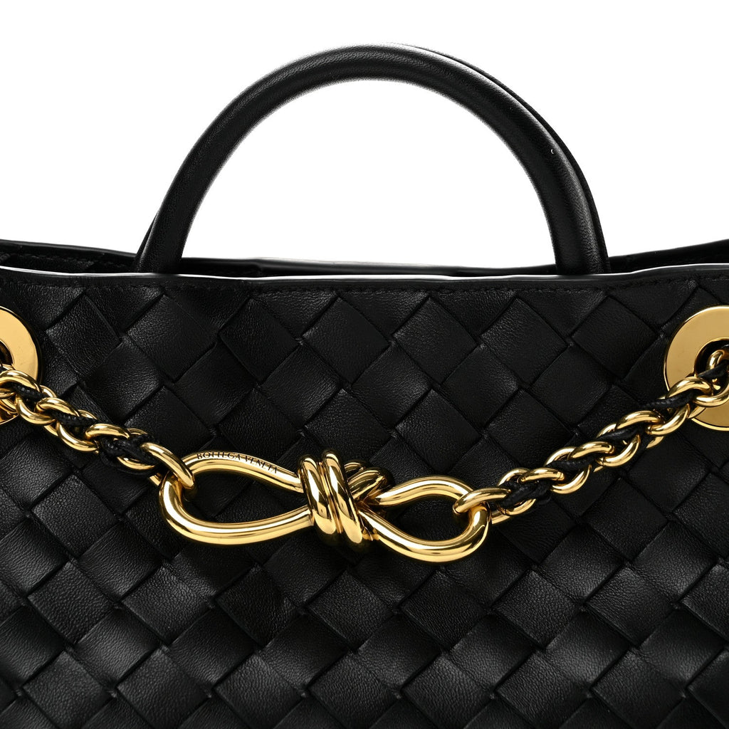 Nappa Intrecciato Small Andiamo With Chain Shoulder Bag Black