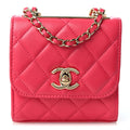 Lambskin Quilted Mini Trendy CC Clutch With Chain Pink