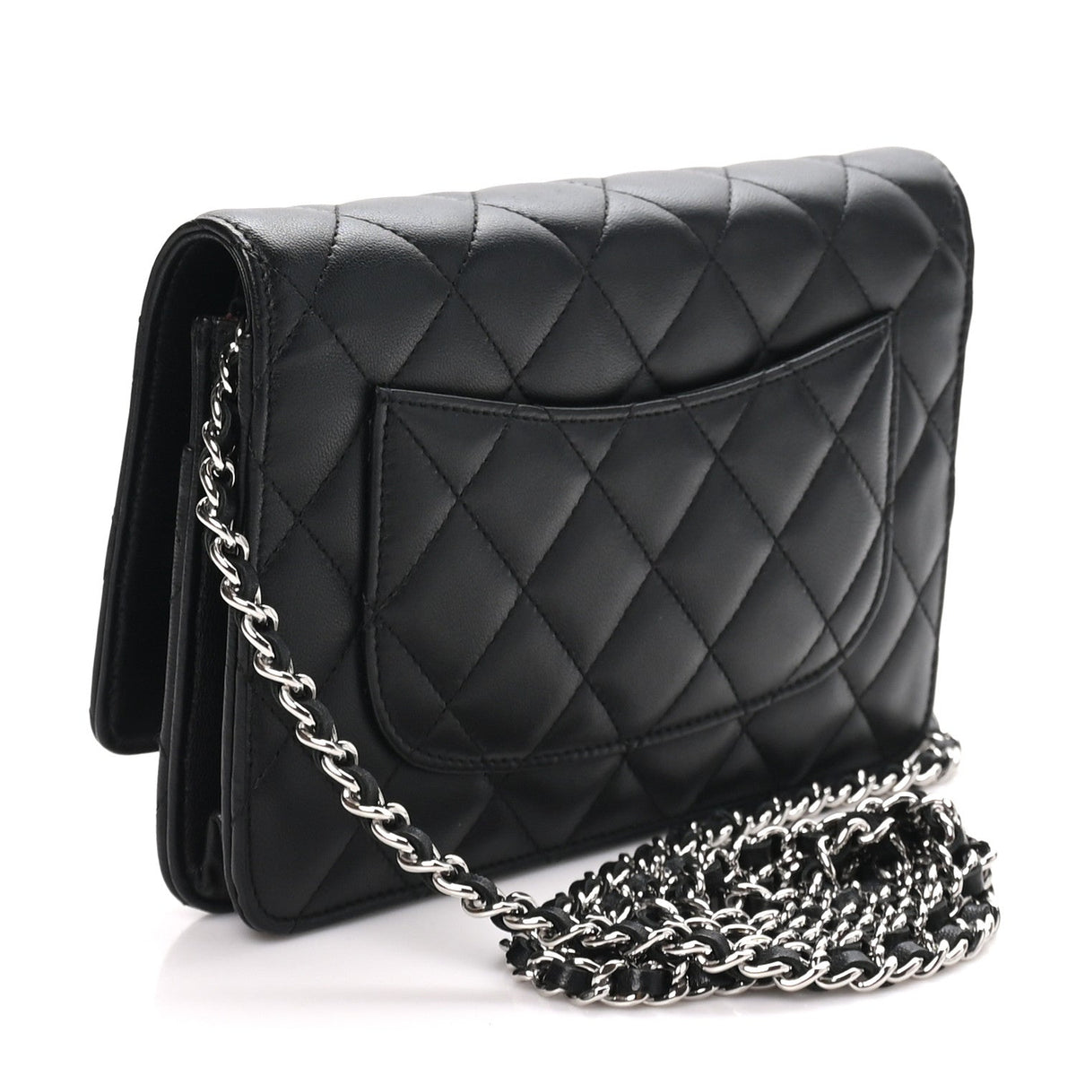 Lambskin Quilted Wallet On Chain WOC Black