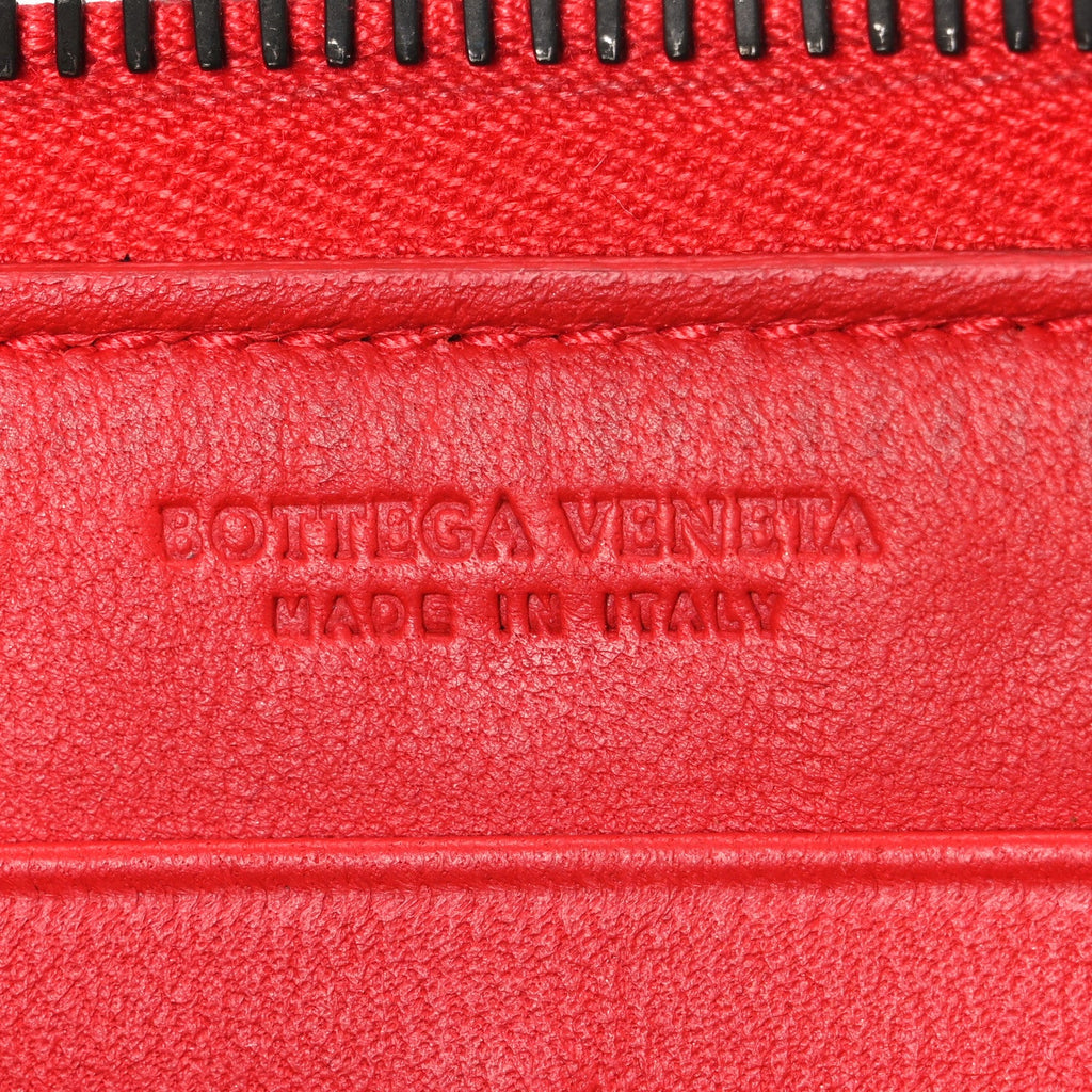 Nappa Intrecciato Zip Around Wallet Red