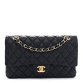 Caviar Quilted Medium Double Flap Navy