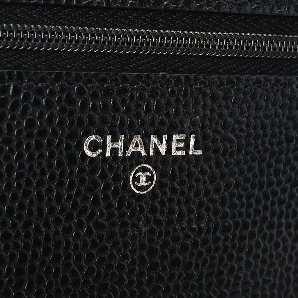Caviar Quilted Wallet on Chain WOC Black