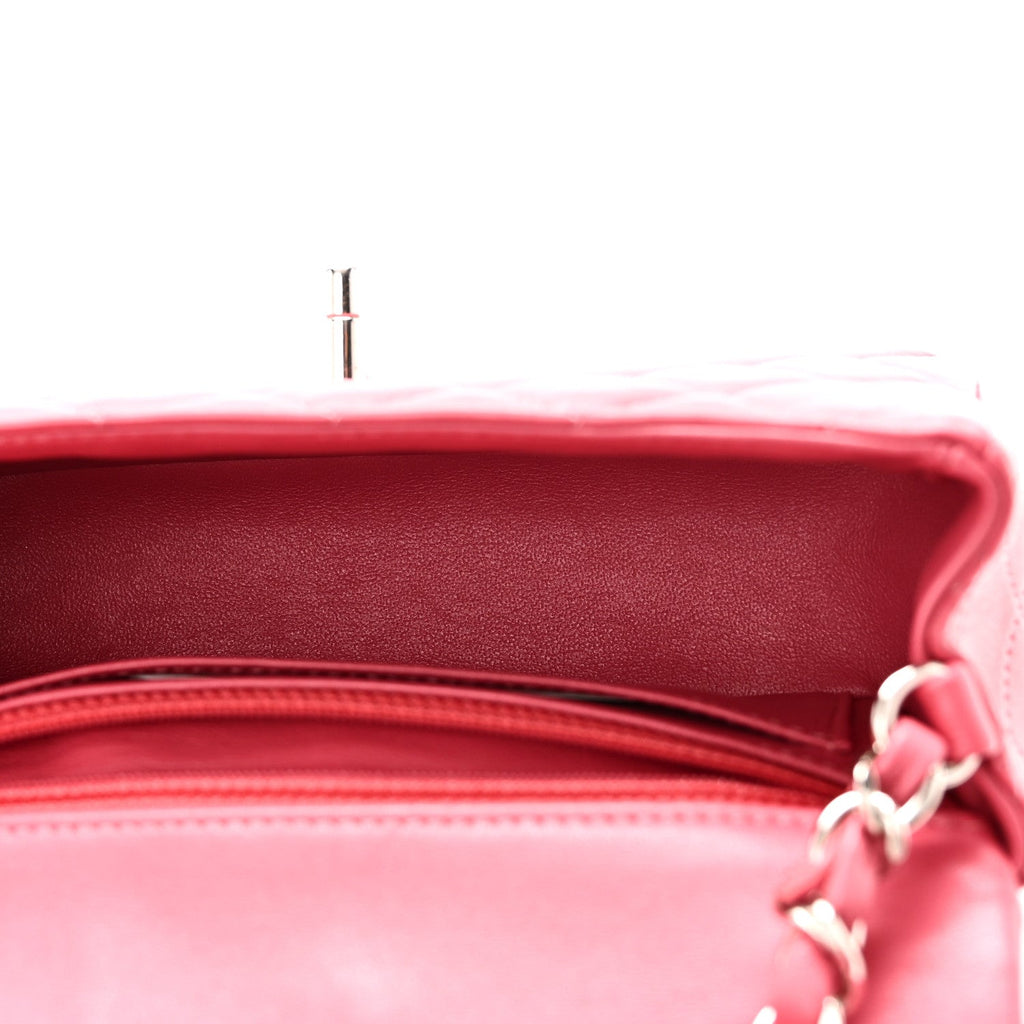 Lambskin Quilted Mini Rectangular Flap Pink