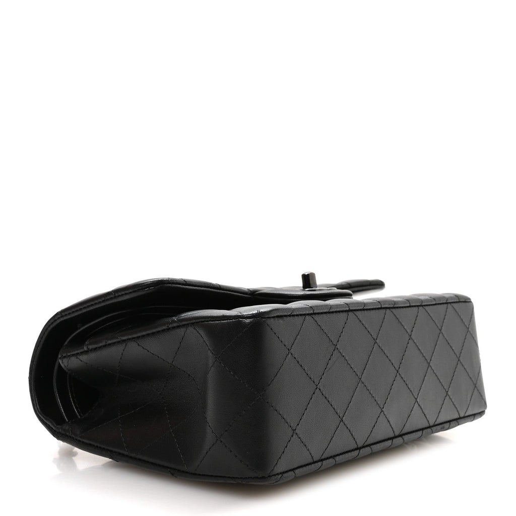 Lambskin Quilted Small Double Flap So Black
