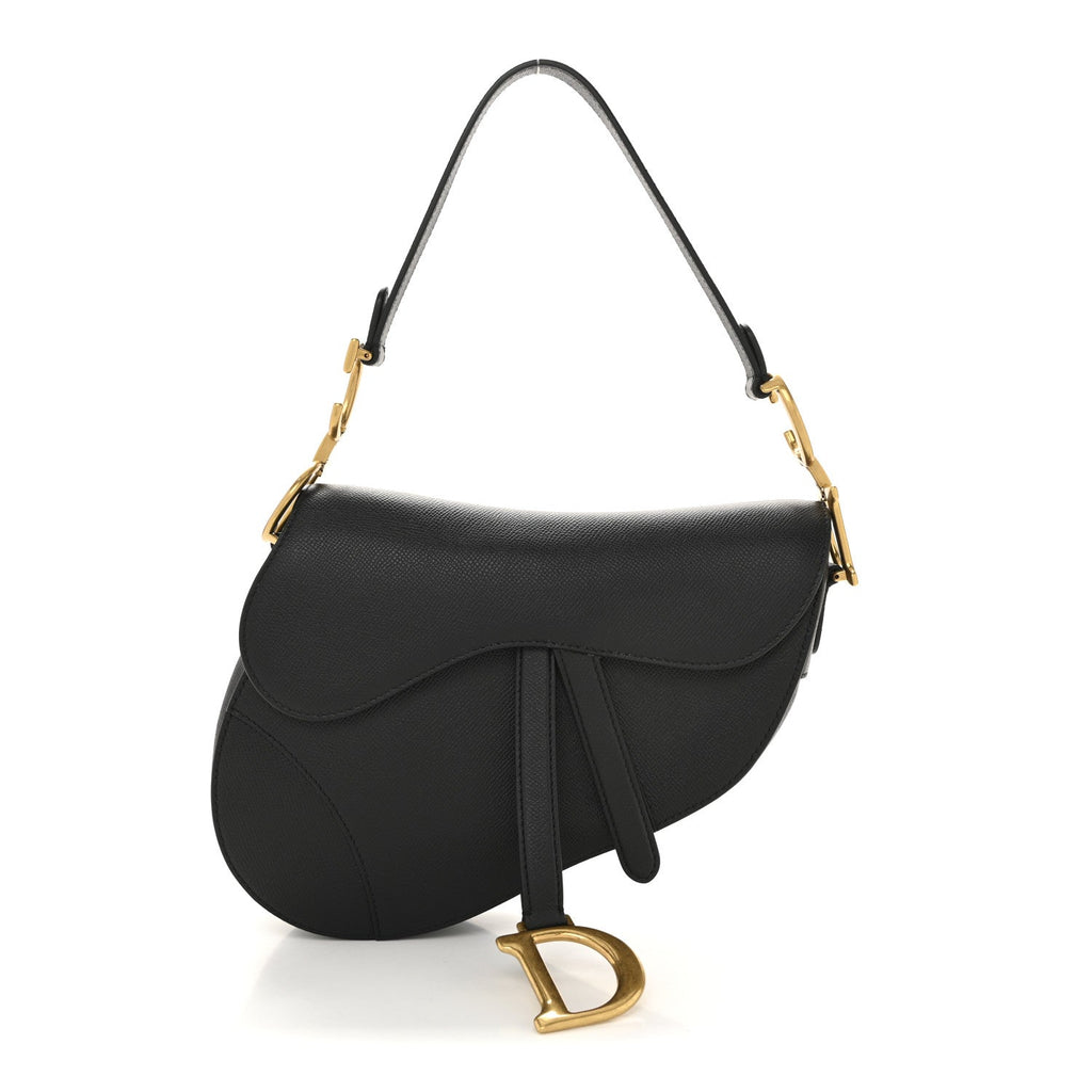 Grained Calfskin Saddle Bag Black