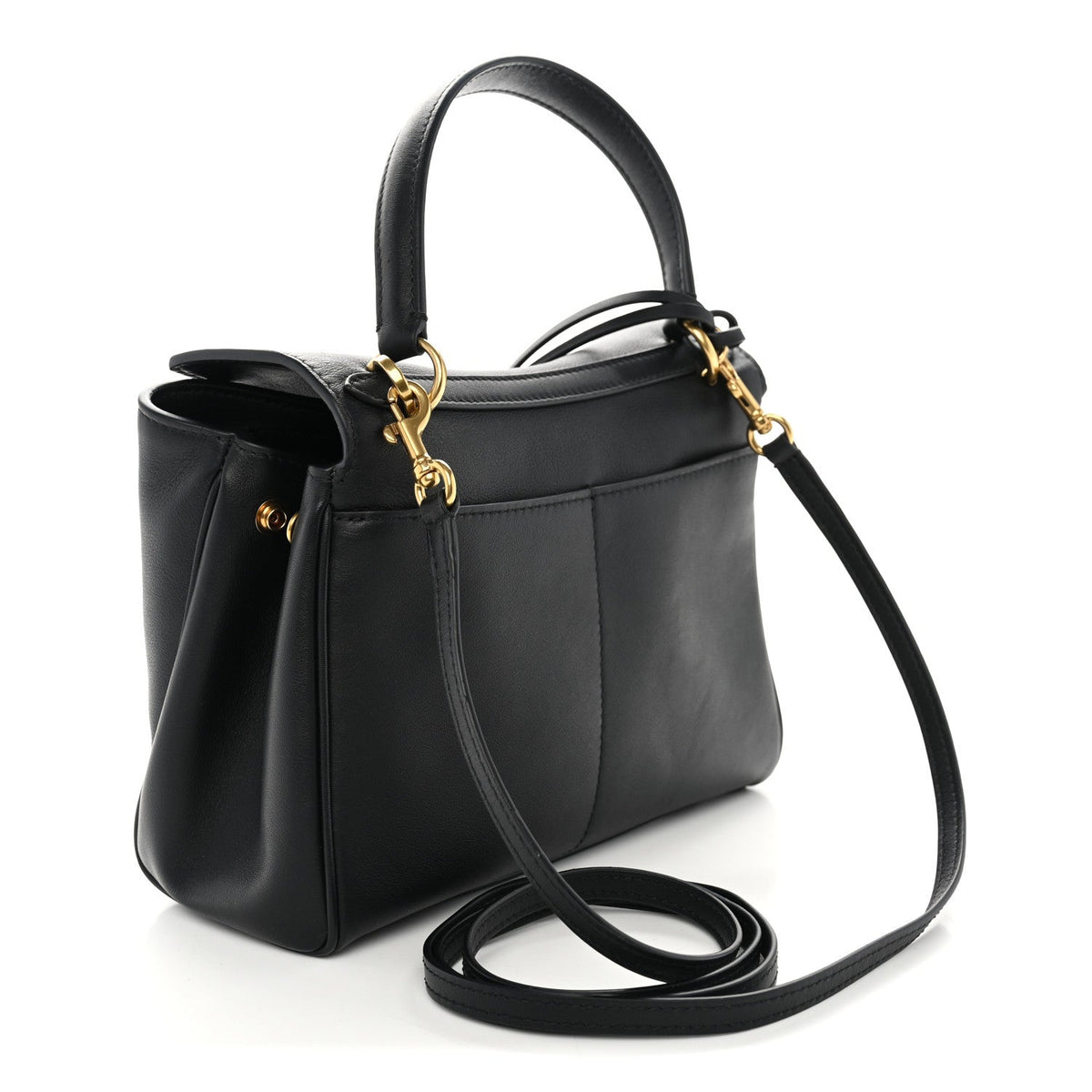 Natural Smooth Calfskin Mini Rodeo Top Handle Handbag Black