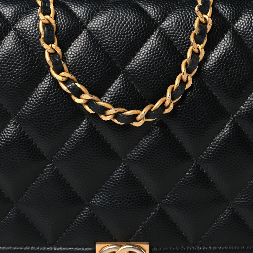 Caviar Quilted Boy Wallet On Chain WOC Black