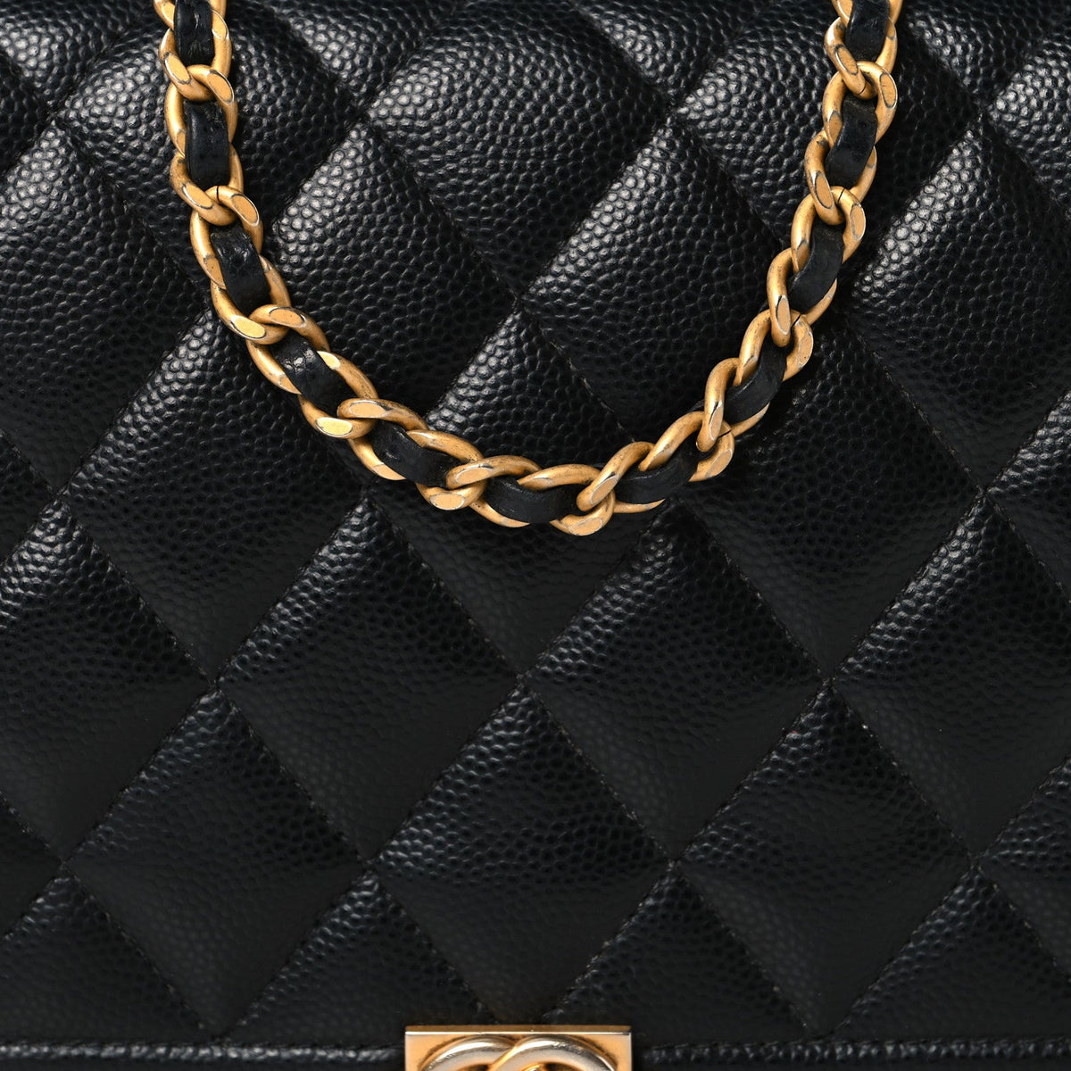 Caviar Quilted Boy Wallet On Chain WOC Black