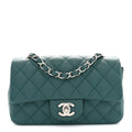 Caviar Quilted Mini Rectangular Flap Dark Green